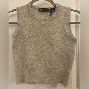 George & Me Sweater Vest By Mark Eisen Sz S Grey Lambswool Cashmere Angora